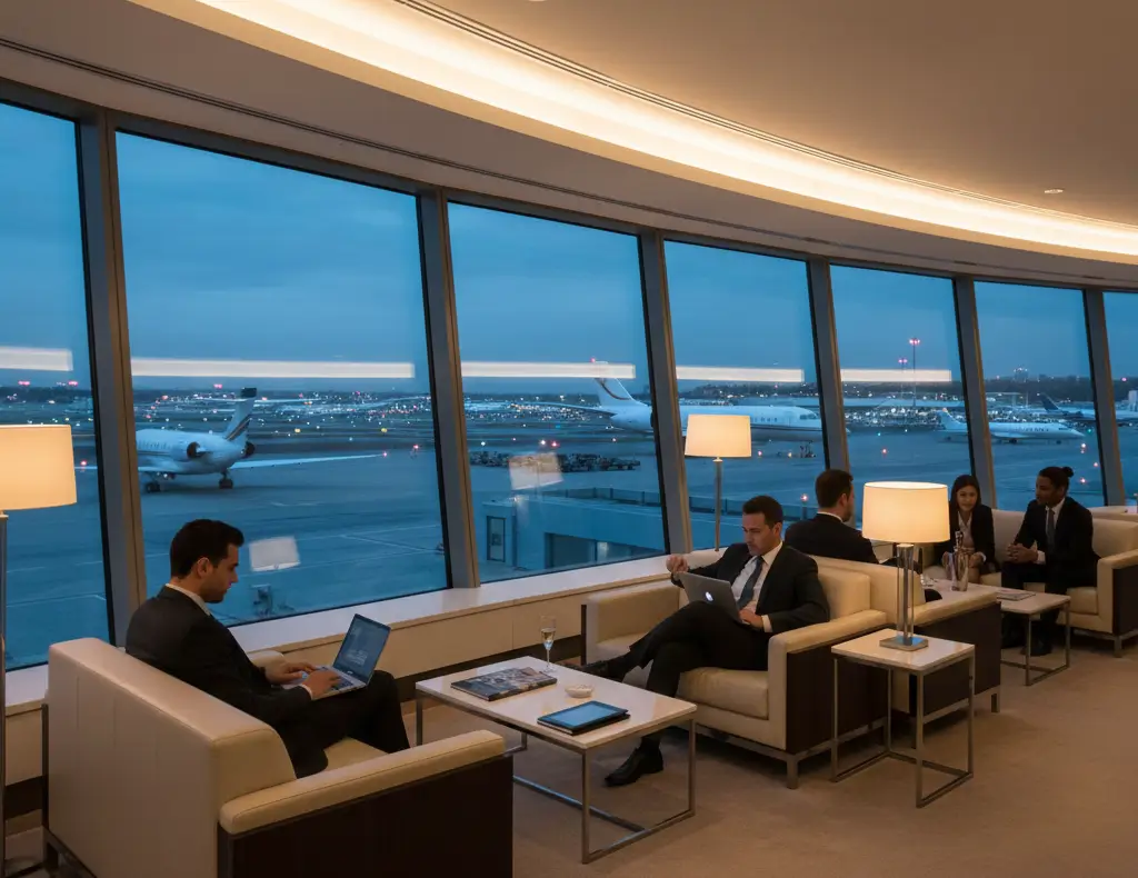 Luxury international business and first class air travel experience