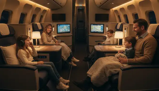 Luxury international business and first class air travel experience