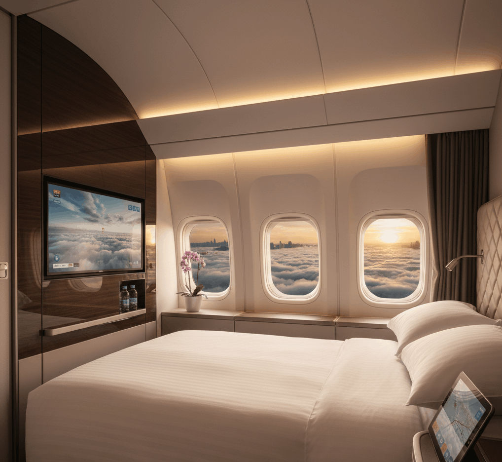 Luxury international business and first class air travel experience