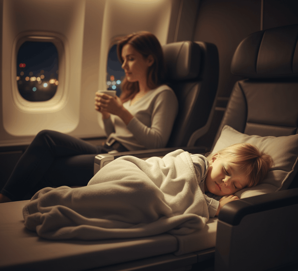 Luxury international business and first class air travel experience