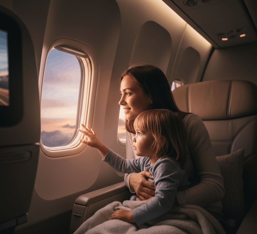 Luxury international business and first class air travel experience